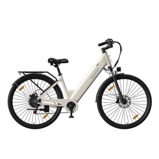 Bicicleta elétrica VELOPRO C1 branca 250 W, 36 V, autonomia até 45 km
