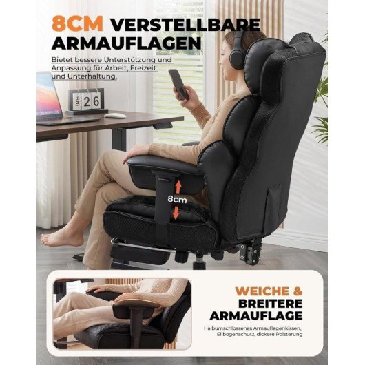 Silla Gaming GTPLAYER Ergonómica Reclinable 150° con Apoyapiés 180 kg