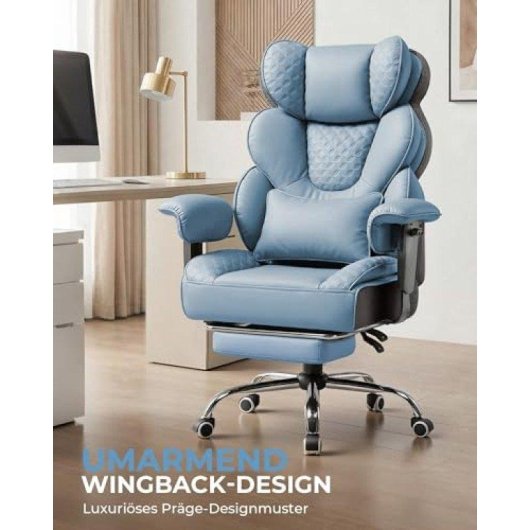 Silla Gaming GTPLAYER Ergonómica Reclinable 150° Reposapiés 180 kg Azul