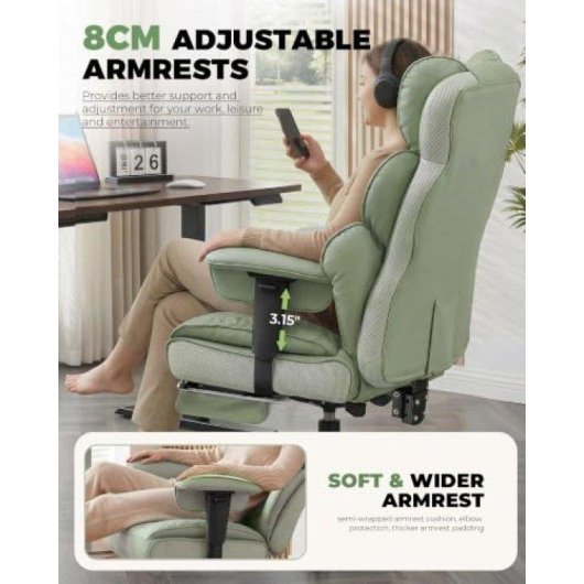 Silla GTPLAYER Ergonómica Gaming Oficina Verde 180 kg Reclinable 150°