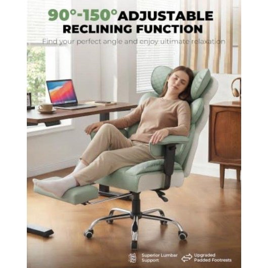 Silla GTPLAYER Ergonómica Gaming Oficina Verde 180 kg Reclinable 150°