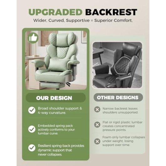 Silla GTPLAYER Ergonómica Gaming Oficina Verde 180 kg Reclinable 150°