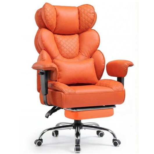 Silla Gaming GTPLAYER Ergonómica XXL 180 kg Reclinable 150° Reposapiés Naranja