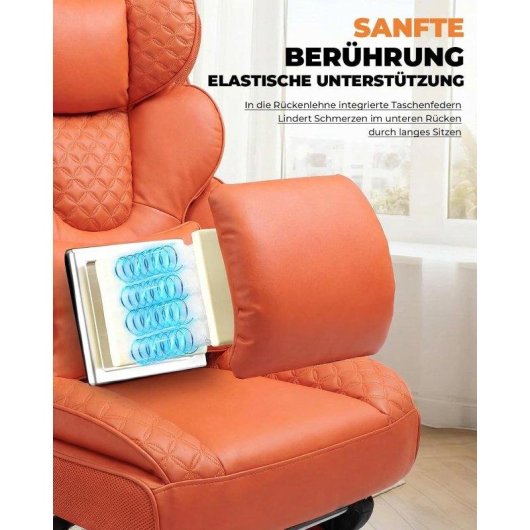 Silla Gaming GTPLAYER Ergonómica XXL 180 kg Reclinable 150° Reposapiés Naranja