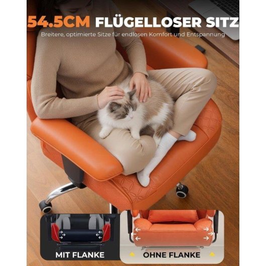 Silla Gaming GTPLAYER Ergonómica XXL 180 kg Reclinable 150° Reposapiés Naranja