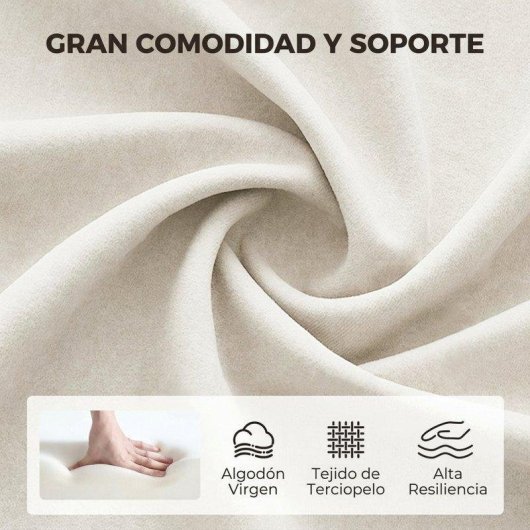 Cadeira de escritório Homcom Altura Ajustável Basculante Creme