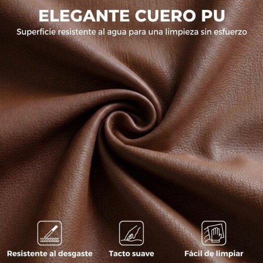 Cadeira de escritório ergonômica Homcom PU Marrom com apoio de pés