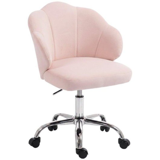 Cadeira de Escritorio Homcom com Rodas Basculante Altura Ajustavel Rosa