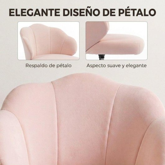 Cadeira de Escritorio Homcom com Rodas Basculante Altura Ajustavel Rosa