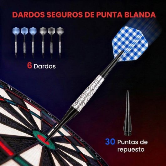 Diana eletronica HOMCOM 8 jogadores 6 dardos