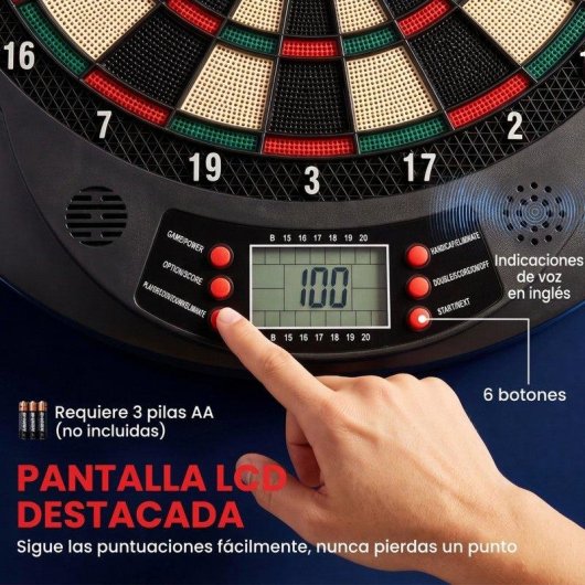 Diana eletronica HOMCOM 8 jogadores 6 dardos