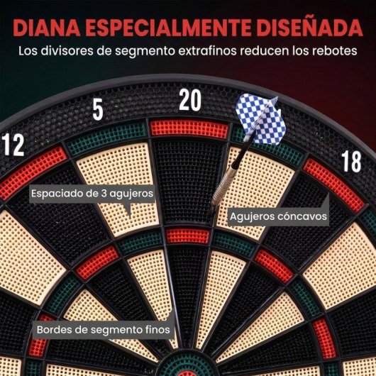 Diana eletronica HOMCOM 8 jogadores 6 dardos