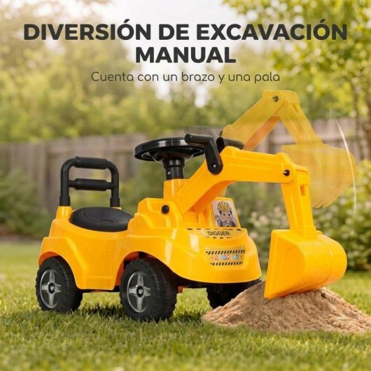 Correpasillos Aiyaplay Excavadora 2 en 1 Bocina de Aire Amarillo 1-3 Años