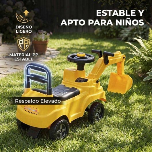 Correpasillos Aiyaplay Excavadora 2 en 1 Bocina de Aire Amarillo 1-3 Años
