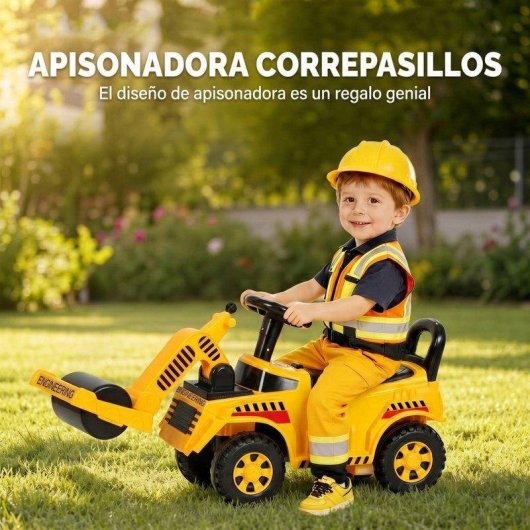 Tractor Correpasillos Aiyaplay Rodillo Elevable 95 cm Amarillo