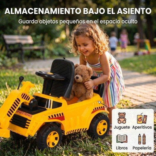 Tractor Correpasillos Aiyaplay Rodillo Elevable 95 cm Amarillo