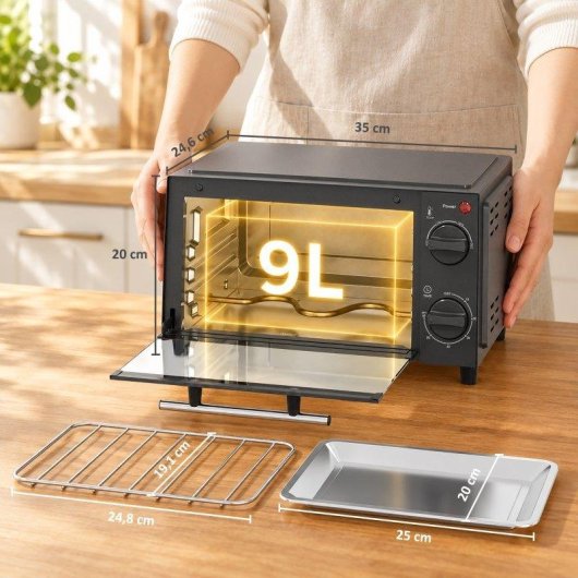 Horno de sobremesa Homcom 9L 35cm gris