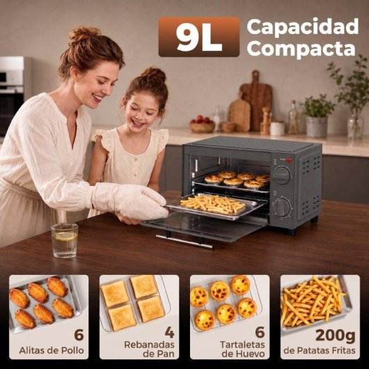 Horno de sobremesa Homcom 9L 35cm gris