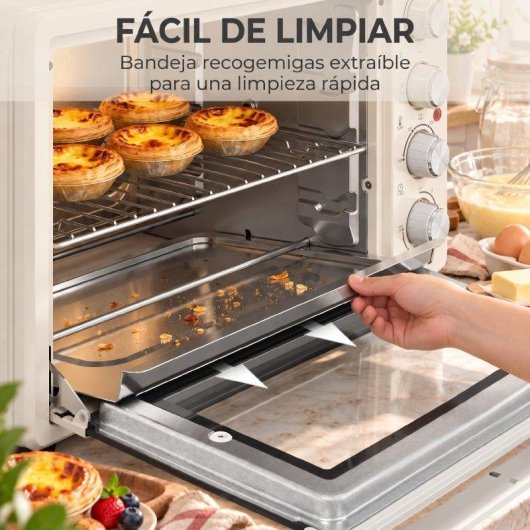 Mini Forno Homcom 32 L 1600 W 52,2 cm Grill Creme