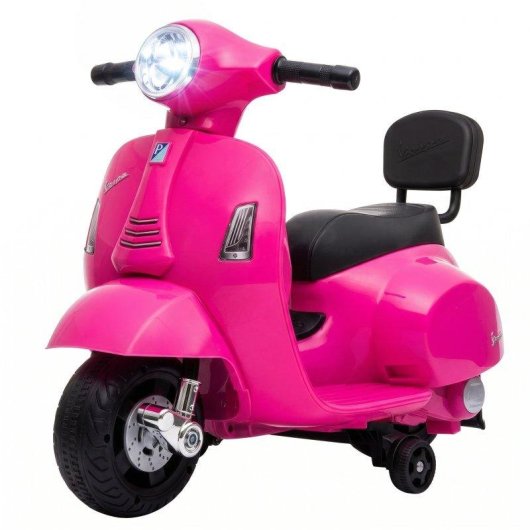 Moto Eléctrica Aiyaplay Mini Vespa GTS Rosa 2 Ruedas Auxiliares 2,5 Km/h 40 Min