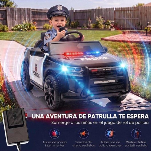 Coche Eléctrico Niños Policía Aiyaplay 12V 2 Motores Mando a Distancia Negro