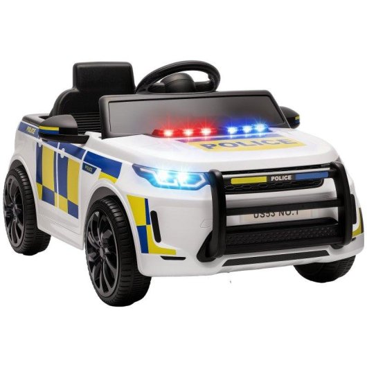 Coche Eléctrico Infantil Aiyaplay Policía 12V Doble Motor Con Mando Blanco