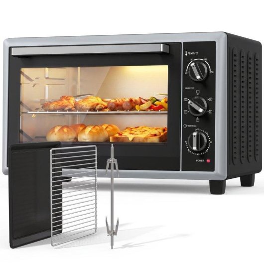 Horno sobremesa Homcom 46L 58,1cm con convección y asador giratorio negro