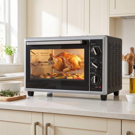 Horno sobremesa Homcom 46L 58,1cm con convección y asador giratorio negro