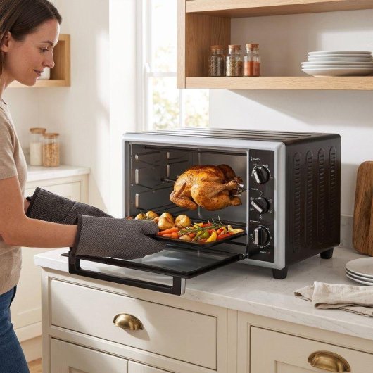 Horno sobremesa Homcom 46L 58,1cm con convección y asador giratorio negro