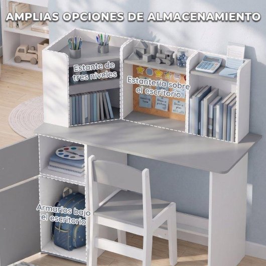 Mesa infantil Aiyaplay com cadeira e suporte para tablet Cinzento