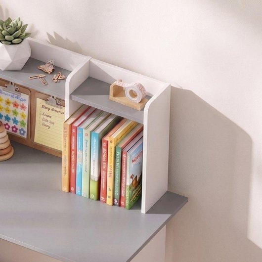 Mesa infantil Aiyaplay com cadeira e suporte para tablet Cinzento