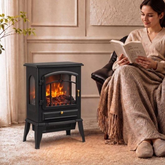 Chimenea eléctrica Homcom 2000 W de suelo con efecto llama regulable