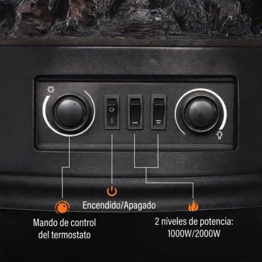Chimenea eléctrica Homcom 2000 W de suelo con efecto llama regulable