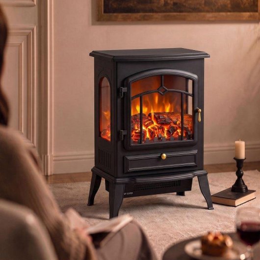 Chimenea eléctrica Homcom 2000 W de suelo con efecto llama regulable