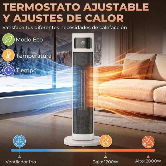 Calefactor cerámico Homcom 2000 W con oscilación de 70°