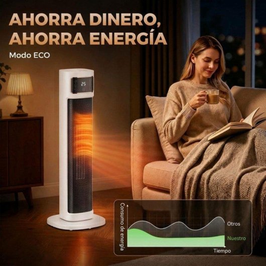 Calefactor cerámico Homcom 2000 W con oscilación de 70°
