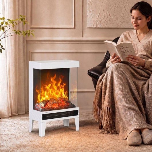 Chimenea eléctrica Homcom 2000 W de suelo con llama LED ajustable