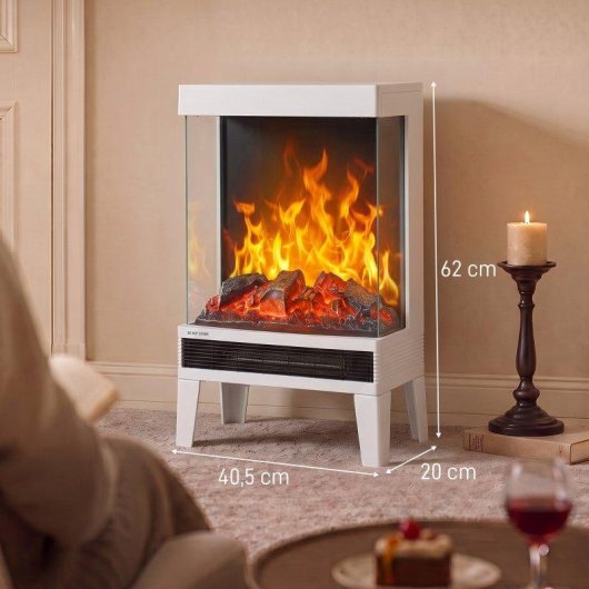 Chimenea eléctrica Homcom 2000 W de suelo con llama LED ajustable
