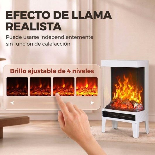 Chimenea eléctrica Homcom 2000 W de suelo con llama LED ajustable