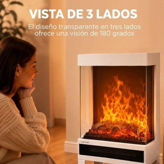 Chimenea eléctrica Homcom 2000 W de suelo con llama LED ajustable