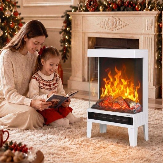 Chimenea eléctrica Homcom 2000 W de suelo con llama LED ajustable