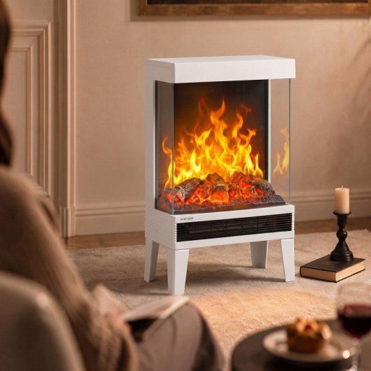 Chimenea eléctrica Homcom 2000 W de suelo con llama LED ajustable