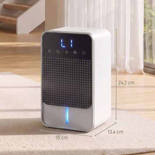 Deshumidificador Homcom 0,4 L/Día 15 m² Depósito 1,2 L RGB Negro