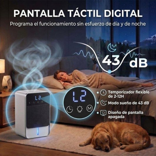 Deshumidificador Homcom 0,4 L/Día 15 m² Depósito 1,2 L RGB Negro