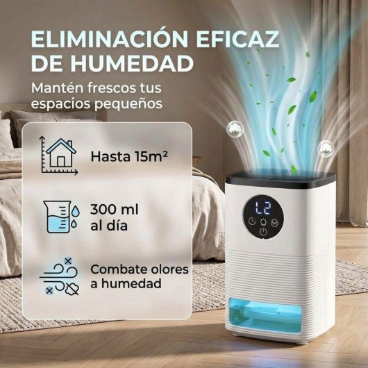 Desumidificador Homcom 300 ml/dia, 15 m², depósito de 1,4 l