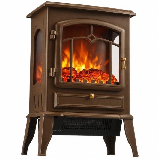 Chimenea eléctrica de suelo Homcom 2000 W con efecto llama regulable, termostato ajustable