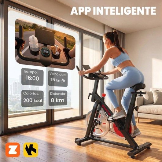 Bicicleta Estática Sportnow Resistencia Magnética Volante 8 kg Bluetooth LCD