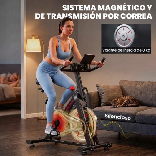 Bicicleta Estática Sportnow Resistencia Magnética Volante 8 kg Bluetooth LCD