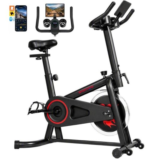 Bicicleta Estática Sportnow Resistencia Ajustable Bluetooth Volante 6 kg