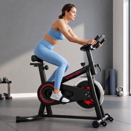 Bicicleta Estática Sportnow Resistencia Ajustable Bluetooth Volante 6 kg